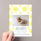 Hallo Wereld Boho Zon Geboorte Baby Aankondiging A (Insitu (Draagbaar))