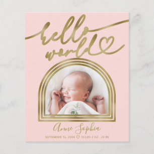 Hallo Wereld Boog Frame Budget Geboorteaankondigin