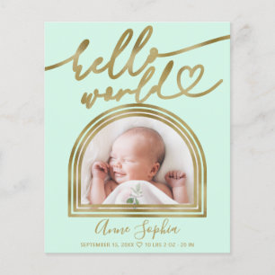 Hallo Wereld Boog Frame Budget Geboorteaankondigin