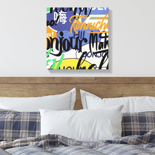 hallo wereld canvas afdruk (Insitu (Slaapkamer))