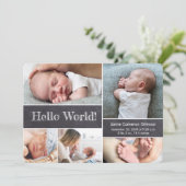 hallo wereld! Chalkboard Modern Photos Baby shower Bedankkaart (Staand voorkant)