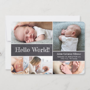 hallo wereld! Chalkboard Modern Photos Baby shower Bedankkaart