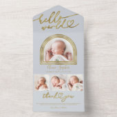 Hallo Wereld Chic Arch Frame Geboorteaankondiging All In One Uitnodiging (Binnen)