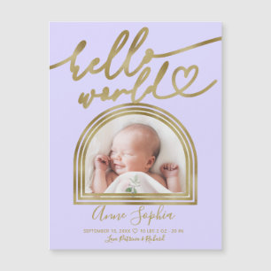 Hallo Wereld Chic Boog Frame Geboorteaankondiging