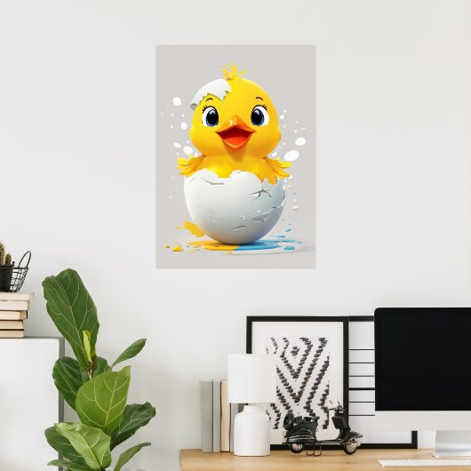 Hallo Wereld! Chic Chick Poster (Thuiskantoor)