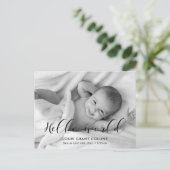 Hallo wereld elegante foto geboorte aankondiging briefkaart (Staand voorkant)