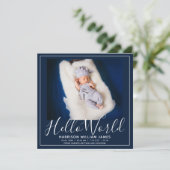 Hallo Wereld Foto Baby Aankondiging (Staand voorkant)