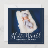 Hallo Wereld Foto Baby Aankondiging (Voorkant)