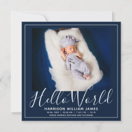 Hallo Wereld Foto Baby Aankondiging