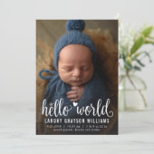 Hallo Wereld Foto Geboorte Aankondiging (Staand voorkant)
