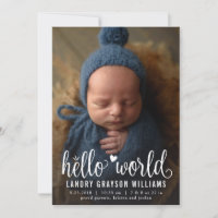 Hallo Wereld Foto Geboorte Aankondiging