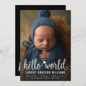Hallo Wereld Foto Geboorte Stat aankondiging (Voorkant / Achterkant)