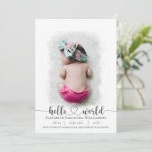 Hallo Wereld Foto Pink Hearst Baby aankondiging (Staand voorkant)