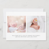 hallo Wereld Foto's Roze babymeisje geboorte Aankondiging (Achterkant)