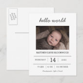 Hallo _ wereld | Geboorteaankondiging pasgeboren f Aankondigingskaart (Voorkant / Achterkant)