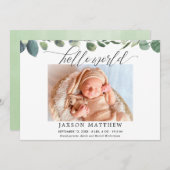 hallo wereld genderneutrale baby aankondiging (Voorkant / Achterkant)