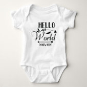 hallo "Wereld ik ben nieuw hier" Grappige Baby Bod Romper (Voorkant)
