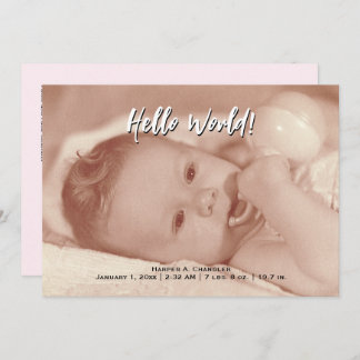 hallo Wereld Jouw tekst en Baby Fotoroze Sjabloon