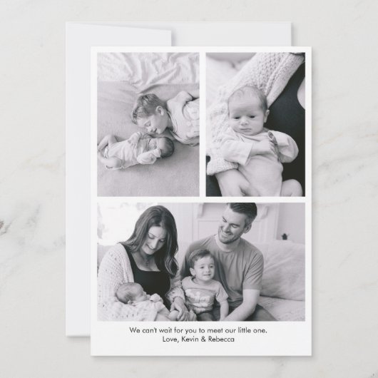 Hallo Wereld Modern Script Pasgeboren Baby Geboort Aankondiging (Achterkant)