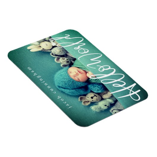 hallo wereld! Moderne Baby geboorte afspeelscript Magneet (Rechterzijde)