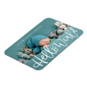 hallo wereld! Moderne Baby geboorte afspeelscript Magneet (Linkerzijde)