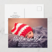 Hallo Wereld Moderne geboorte aankondiging foto Briefkaart (Voorkant / Achterkant)