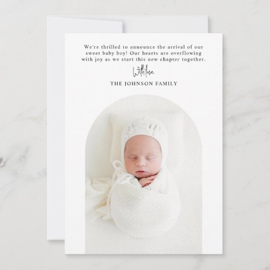 Hallo _ wereld | Moderne minimalistische Baby-foto Aankondiging (Achterkant)