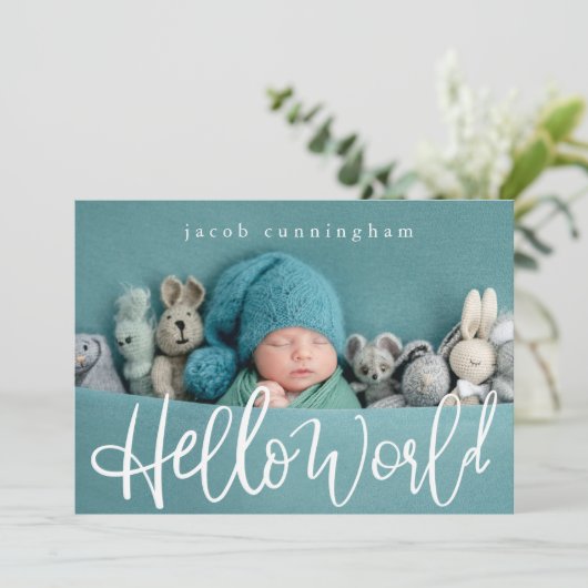 hallo wereld! Moderne speelscript nieuwe baby (Staand voorkant)