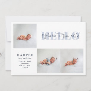 hallo wereld multi-foto modern geometrisch script aankondiging