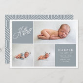 hallo wereld multi-foto moderne geometrisch + scri aankondiging (Voorkant / Achterkant)