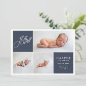 hallo wereld multi-foto moderne geometrisch + scri aankondiging (Staand voorkant)