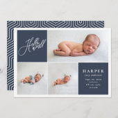 hallo wereld multi-foto moderne geometrisch + scri aankondiging (Voorkant / Achterkant)