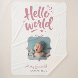 Hallo Wereld Nieuwe Baby Meisje Coquette Foto Roze Sherpa Deken
