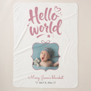 Hallo Wereld Nieuwe Baby Meisje Coquette Foto Roze Sherpa Deken