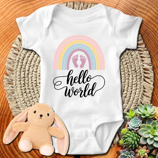 Hallo Wereld Regenboog Baby voeten Romper