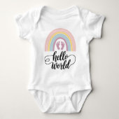 Hallo Wereld Regenboog Baby voeten Romper (Voorkant)