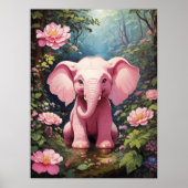 Hallo Wereld! Roze Baby Olifant Poster (Voorkant)