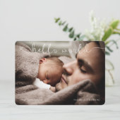 Hallo Wereld schattig & lief baby aankondiging (Staand voorkant)