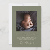 Hallo Wereld Script Sage Groen Multi Foto Geboorte Aankondiging (Achterkant)