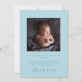 Hallo Wereld Script Turquoise Meerdere Foto Geboor Aankondiging (Achterkant)