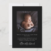 Hallo Wereld Script Zwart Meerdere Foto Geboorte Aankondiging (Achterkant)
