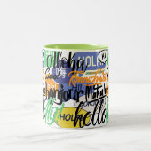 hallo wereld tweekleurige koffiemok (Center)