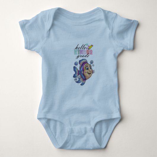 hallo "Wereld" vis-thema Baby Bodysuit (Voorkant)