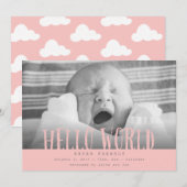 hallo wereld wolken blozen aankondiging (Voorkant / Achterkant)