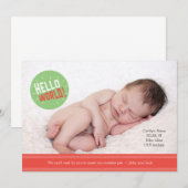 Hallo Wereldaankondiging Baby Kaart 5 x 7" (Voorkant / Achterkant)