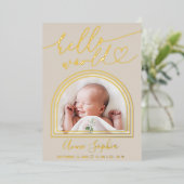 hallo Wereldbank Lijst geboorteaankondiging Folie Uitnodiging (Staand Voorkant)