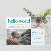 hallo Wereldgeboorteaankondiging Aankondiging (Staand voorkant)