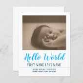 hallo Wereldgeboorteaankondiging met foto (Voorkant / Achterkant)