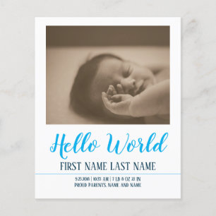 hallo Wereldgeboorteaankondiging met foto
