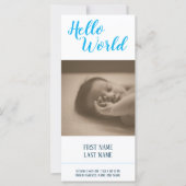 hallo Wereldgeboorteaankondiging met foto (Voorkant)